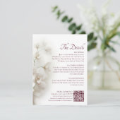 Carte D'accompagnement Détails de mariage avec code QR Orchidées blanches (Debout devant)