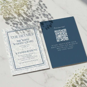 Carte D'accompagnement Détails de mariage avec code QR Toile florale élég
