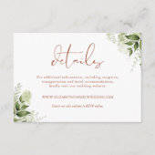 Carte D'accompagnement Détails de mariage avec feuilles de verdure rustiq (Devant)