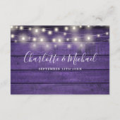 Carte D'accompagnement Détails de mariage avec guirlande lumineuse en boi (Dos)