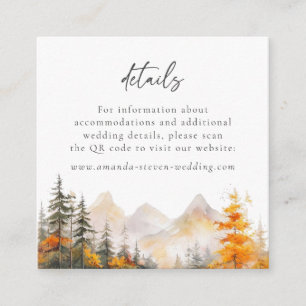 Carte D'accompagnement Détails de mariage avec QR Code en forêt de montag