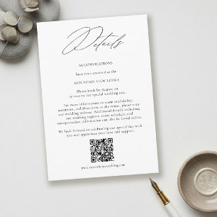 Carte D'accompagnement Détails de mariage avec QR Code minimaliste modern