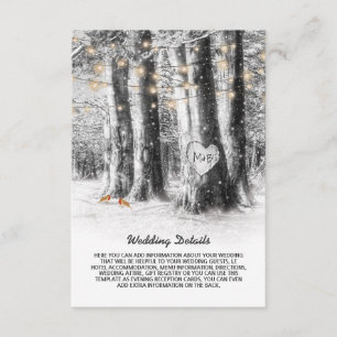 Carte D'accompagnement Détails de mariage avec un arbre rustique d'hiver 