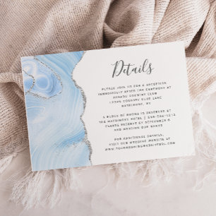 Carte D'accompagnement Détails de mariage Baby Blue Silver Watercolor Aga