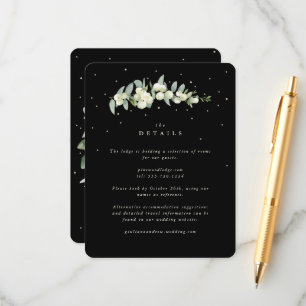 Carte D'accompagnement Détails de mariage Baies de neige noires + Tige d'