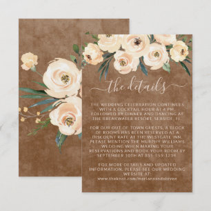 Carte D'accompagnement Détails de mariage beige floral