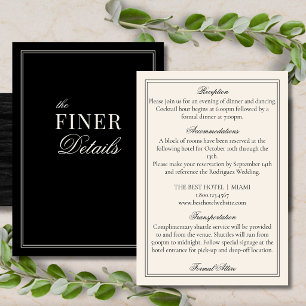 Carte D'accompagnement Détails de mariage Black and Ivory Classic Old Mon