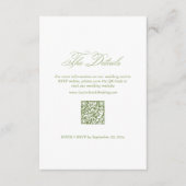 Carte D'accompagnement Détails de mariage blanc et vert Code Qr RSVP (Devant)