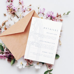 Carte D'accompagnement Détails de mariage bleu de fenêtre gothique élégan