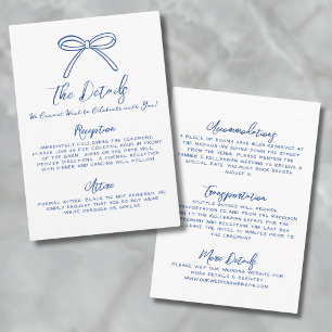 Carte D'accompagnement Détails de mariage bleu dessinés à la main