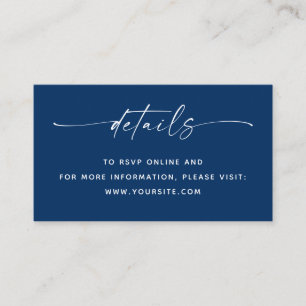 Carte D'accompagnement Détails de mariage bleu marine Deep Blue Navy + Co
