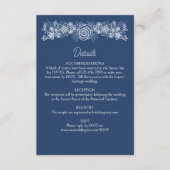 Carte D'accompagnement Détails de mariage bleu poussiéreux floral botaniq (Devant)