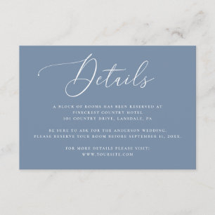 Carte D'accompagnement Détails de mariage bleu poussiéreux   Hébergement 
