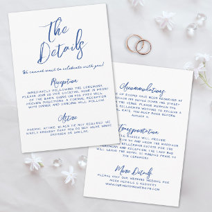Carte D'accompagnement Détails de mariage bleus fantaisistes écrits à la