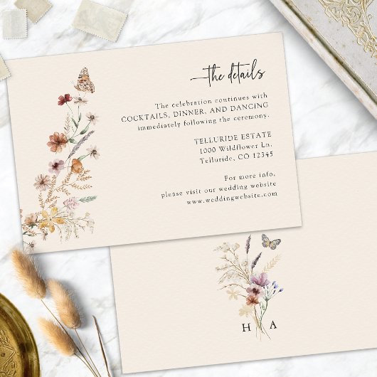 Carte D'accompagnement Détails de Mariage Bohème