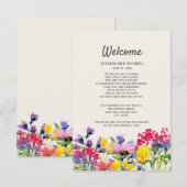 Carte D'accompagnement Détails de Mariage Bohème Aquarelle Fleurs Sauvage (Devant / Derrière)