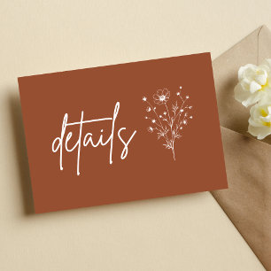 Carte D'accompagnement Détails de mariage Bohème couleur orange brûlé rus
