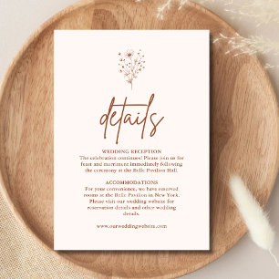 Carte D'accompagnement Détails de mariage Bohème couleur orange brûlé rus