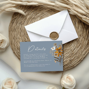 Carte D'accompagnement Détails de mariage bohème Fleur sauvage Bleu pouss