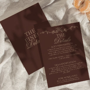 Carte D'accompagnement Détails de mariage bohème floral marron chocolat f