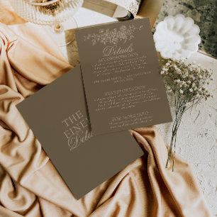 Carte D'accompagnement Détails de mariage bohème floraux marron taupe chi