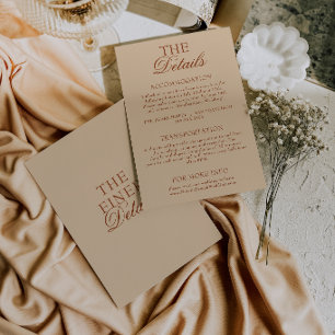 Carte D'accompagnement Détails de mariage bohème moderne beige orange brû
