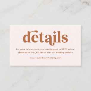 Carte D'accompagnement Détails de mariage Bohème Rétro Crème Orange Brûlé