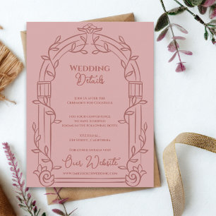 Carte D'accompagnement Détails de mariage botanique avec arche ornée rose