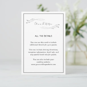 Carte D'accompagnement Détails de mariage botanique minimaliste élégant b