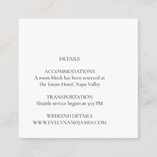 Carte D'accompagnement Détails de mariage botanique Olive en gros caractè