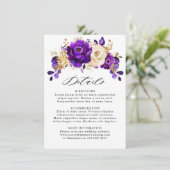Carte D'accompagnement Détails de mariage botanique violet or royal (Debout devant)