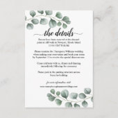 Carte D'accompagnement Détails de mariage calligraphie eucalyptus verdure (Devant)