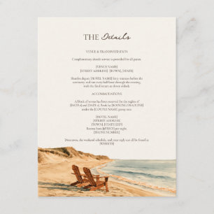 Carte D'accompagnement Détails de mariage Chaise de plage Côte Lever de s