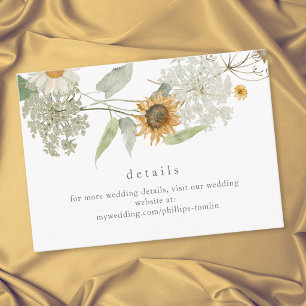 Carte D'accompagnement Détails de mariage champêtre avec tournesols et fl
