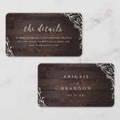 Carte D'accompagnement Détails de mariage champêtre floraux boho en bois (Devant / Derrière)