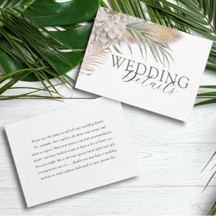 Carte D'accompagnement Détails de mariage chic beige floral et palmier