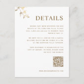 Carte D'accompagnement Détails de mariage chic blanc et or avec code Qr E (Devant)