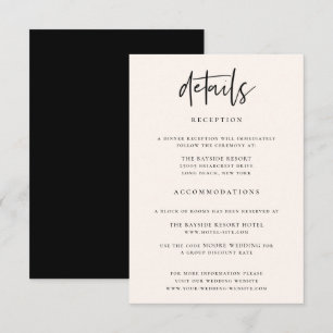 Carte D'accompagnement Détails de mariage chic moderne