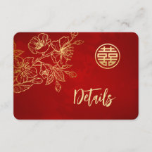 Détails de mariage chinois rouge or Magnolia