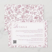Carte D'accompagnement Détails de mariage chinoiserie rose poussiéreux (Devant / Derrière)