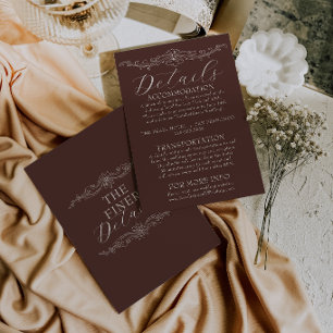 Carte D'accompagnement Détails de mariage classe Chocolat Brun Vieille Fo