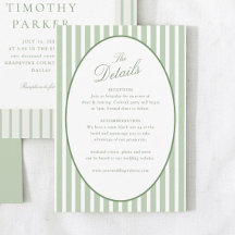 Détails de mariage classique à rayures vert sauge