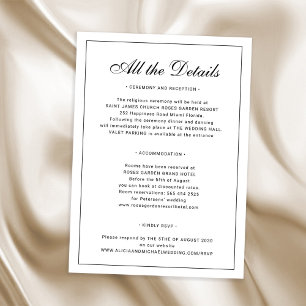 Carte D'accompagnement Détails de mariage classiques traditionnels élégan