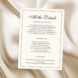 Carte D'accompagnement Détails de mariage classiques traditionnels élégan