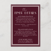 Carte D'accompagnement Détails de mariage Classy Raspberry Ivory Old Mone (Devant)