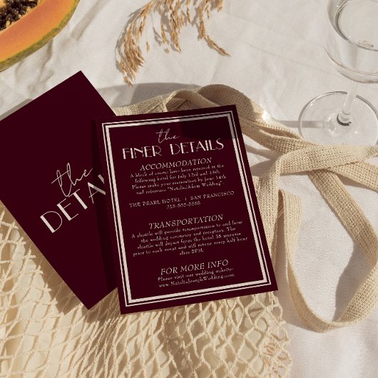 Carte D'accompagnement Détails de mariage Classy Raspberry Ivory Old Mone