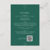 Carte D'accompagnement Détails de mariage Code QR Art Déco Emeraude EVERL (Devant)