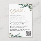 Carte D'accompagnement Détails de mariage Code QR Elegant Greenery Or (Devant)