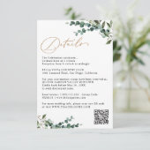 Carte D'accompagnement Détails de mariage Code QR Elegant Greenery Or (Debout devant)