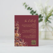 Carte D'accompagnement Détails de mariage Code QR Fleurs sauvages Bohème  (Debout devant)